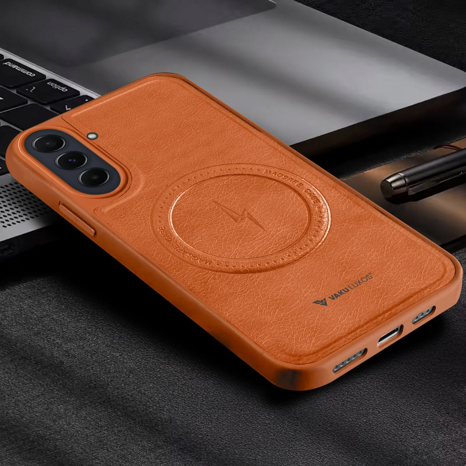 Vaku ® Samsung Galaxy A34 5G Maxtron Leather Stitched Magnetic Magsafe Back Cover - Image 7