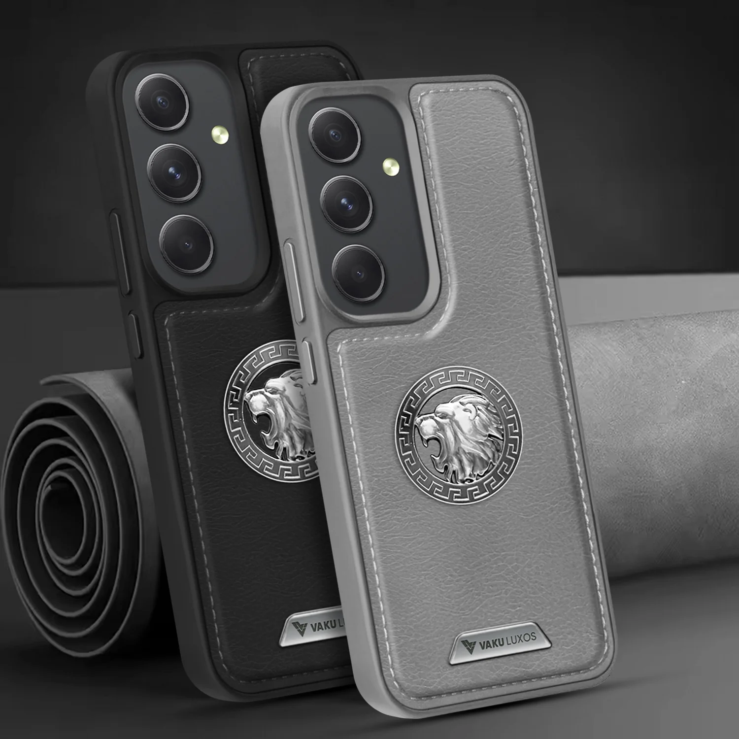 Vaku ® Samsung Galaxy A34 5G Regal Shield Metal Lion Engraved Leather Back Cover - Image 9