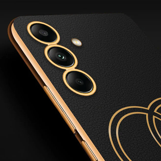 Vaku ® Samsung Galaxy A34 Skylar Leather Pattern Gold Electroplated Soft TPU Back Cover - Image 2