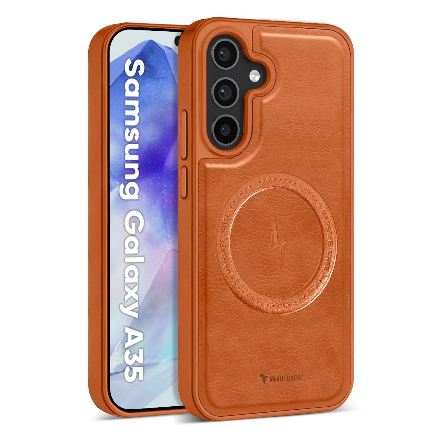 Vaku ® Samsung Galaxy A35 5G Maxtron Leather Stitched Magnetic Magsafe Back Cover