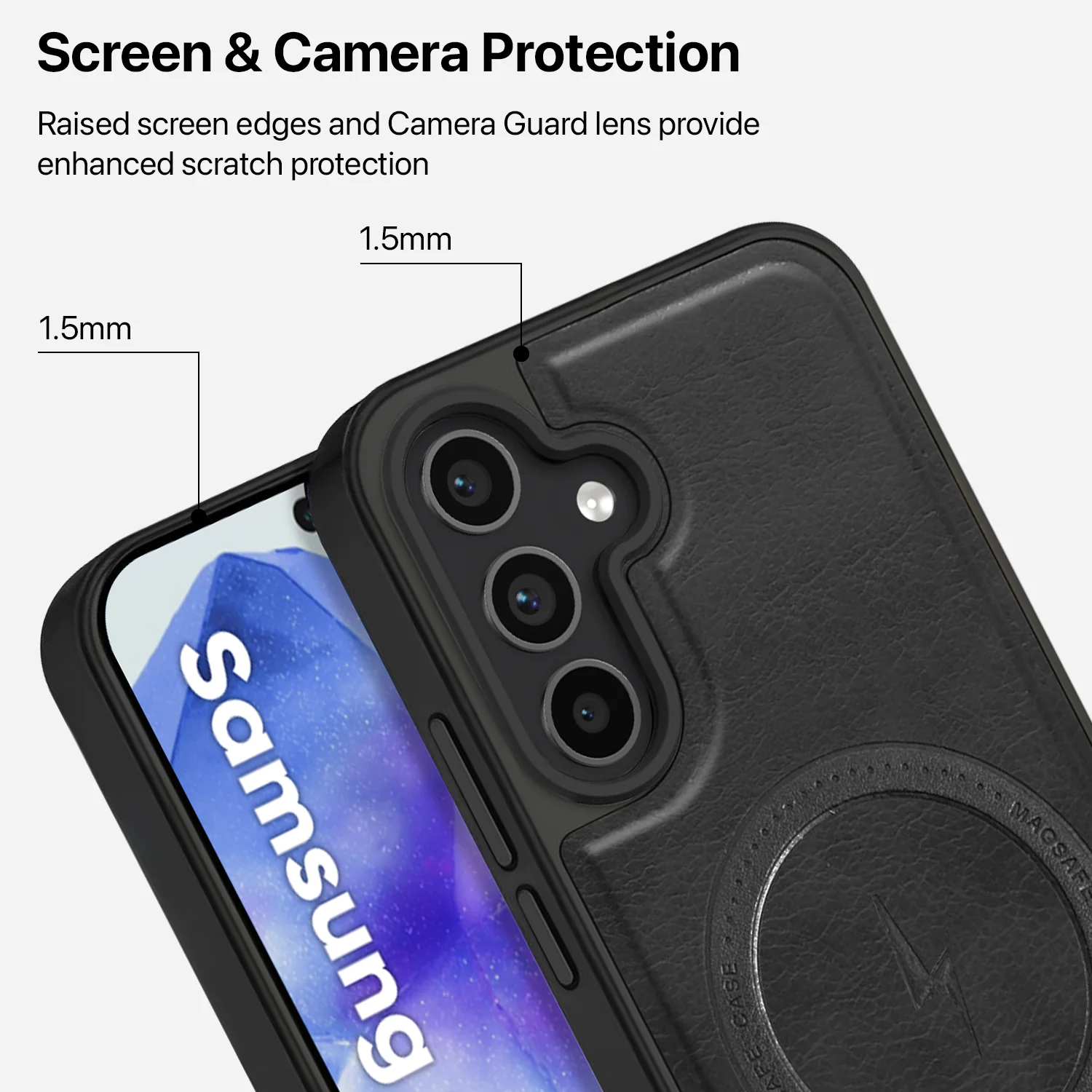 Vaku ® Samsung Galaxy A35 5G Maxtron Leather Stitched Magnetic Magsafe Back Cover - Image 11