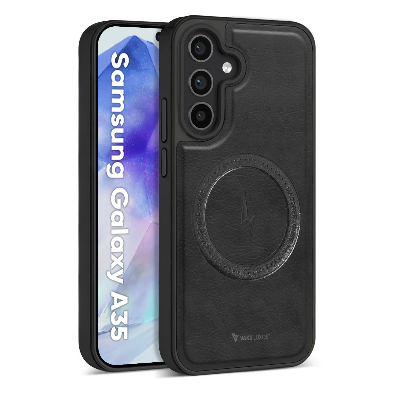 Vaku ® Samsung Galaxy A35 5G Maxtron Leather Stitched Magnetic Magsafe Back Cover - Image 2