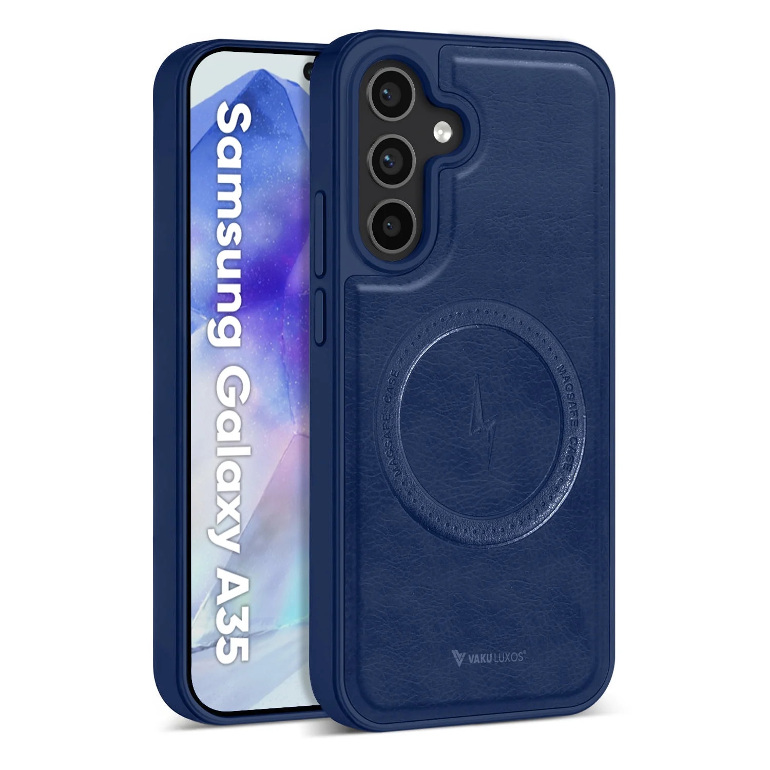 Vaku ® Samsung Galaxy A35 5G Maxtron Leather Stitched Magnetic Magsafe Back Cover - Image 3