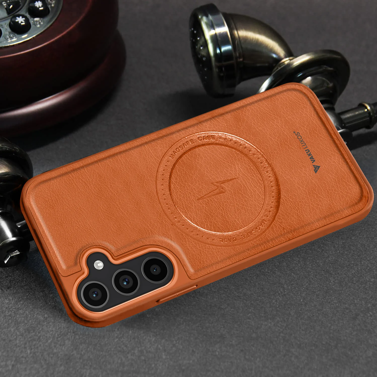 Vaku ® Samsung Galaxy A35 5G Maxtron Leather Stitched Magnetic Magsafe Back Cover - Image 4