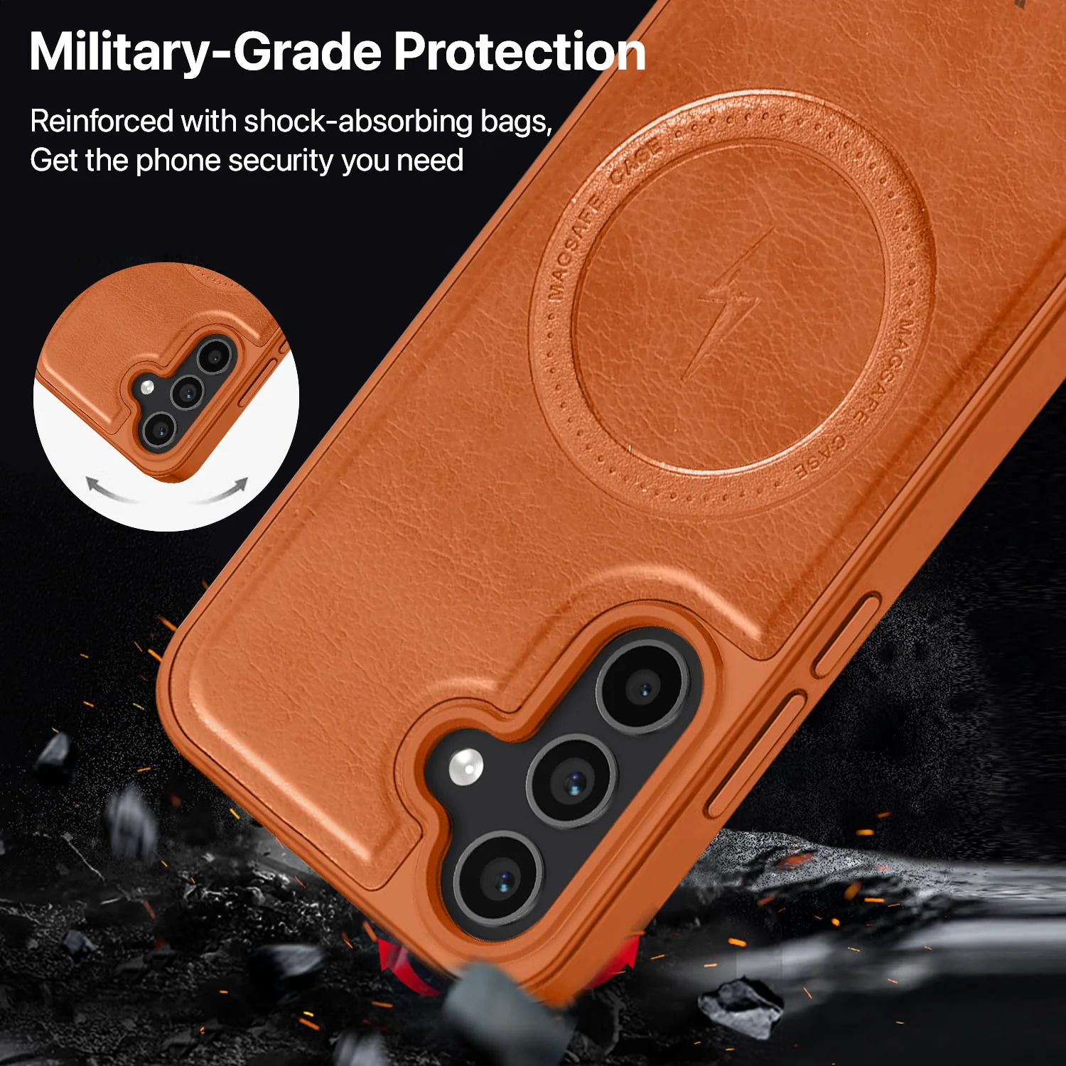 Vaku ® Samsung Galaxy A35 5G Maxtron Leather Stitched Magnetic Magsafe Back Cover - Image 7