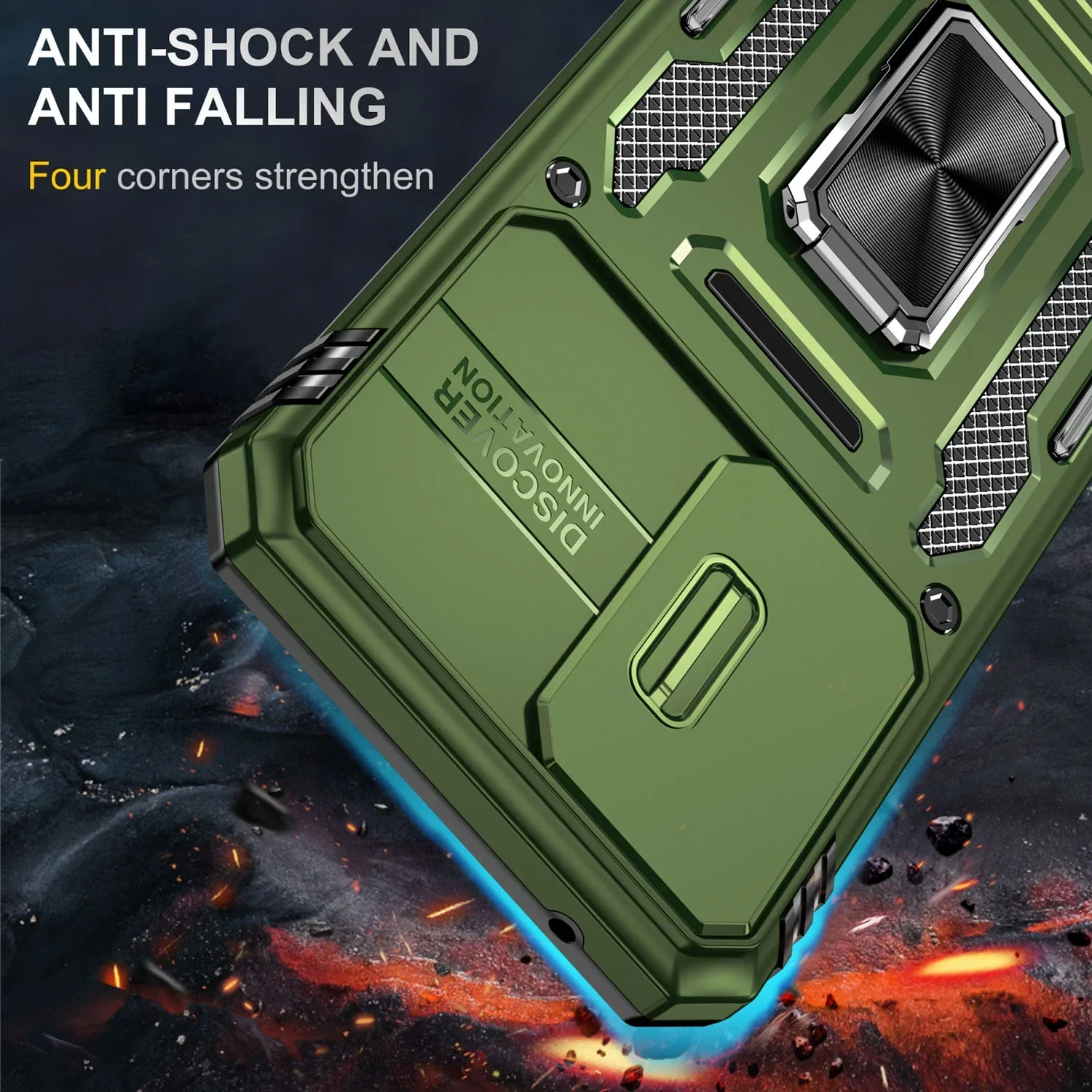 Vaku ® Samsung Galaxy A53 5G Aegis Armor Slide Camera Protection Magnetic Ring Holder Kickstand Back Cover - Image 5