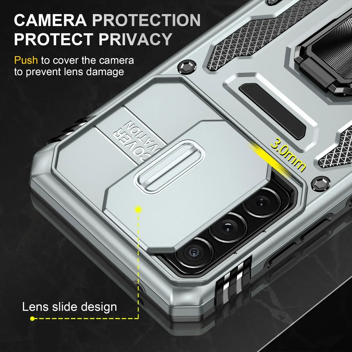 Vaku ® Samsung Galaxy A53 5G Aegis Armor Slide Camera Protection Magnetic Ring Holder Kickstand Back Cover - Image 6