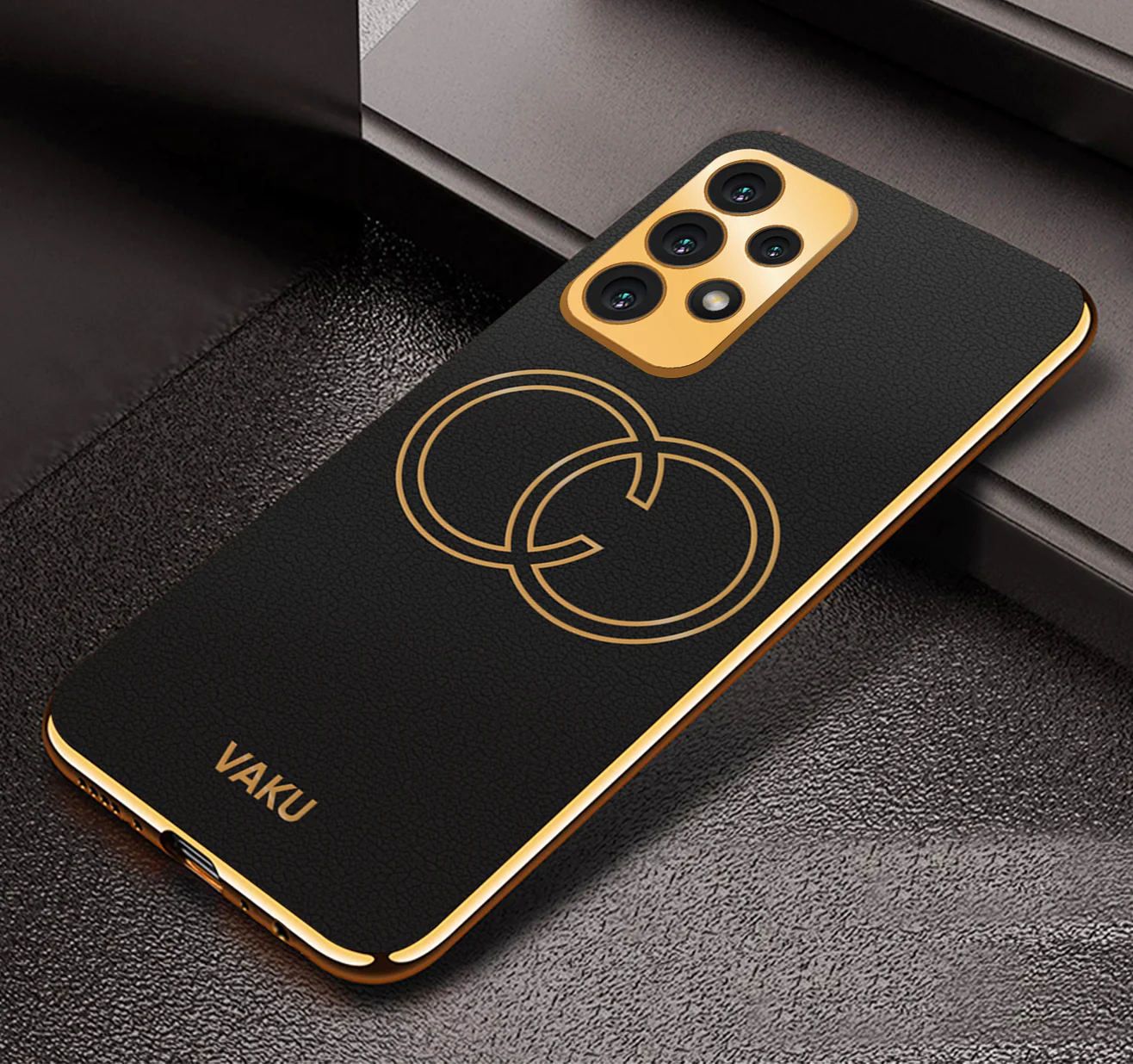 Vaku® Samsung Galaxy A53 5G Skylar Leather Pattern Gold Electroplated Soft TPU Back Cover - Image 5
