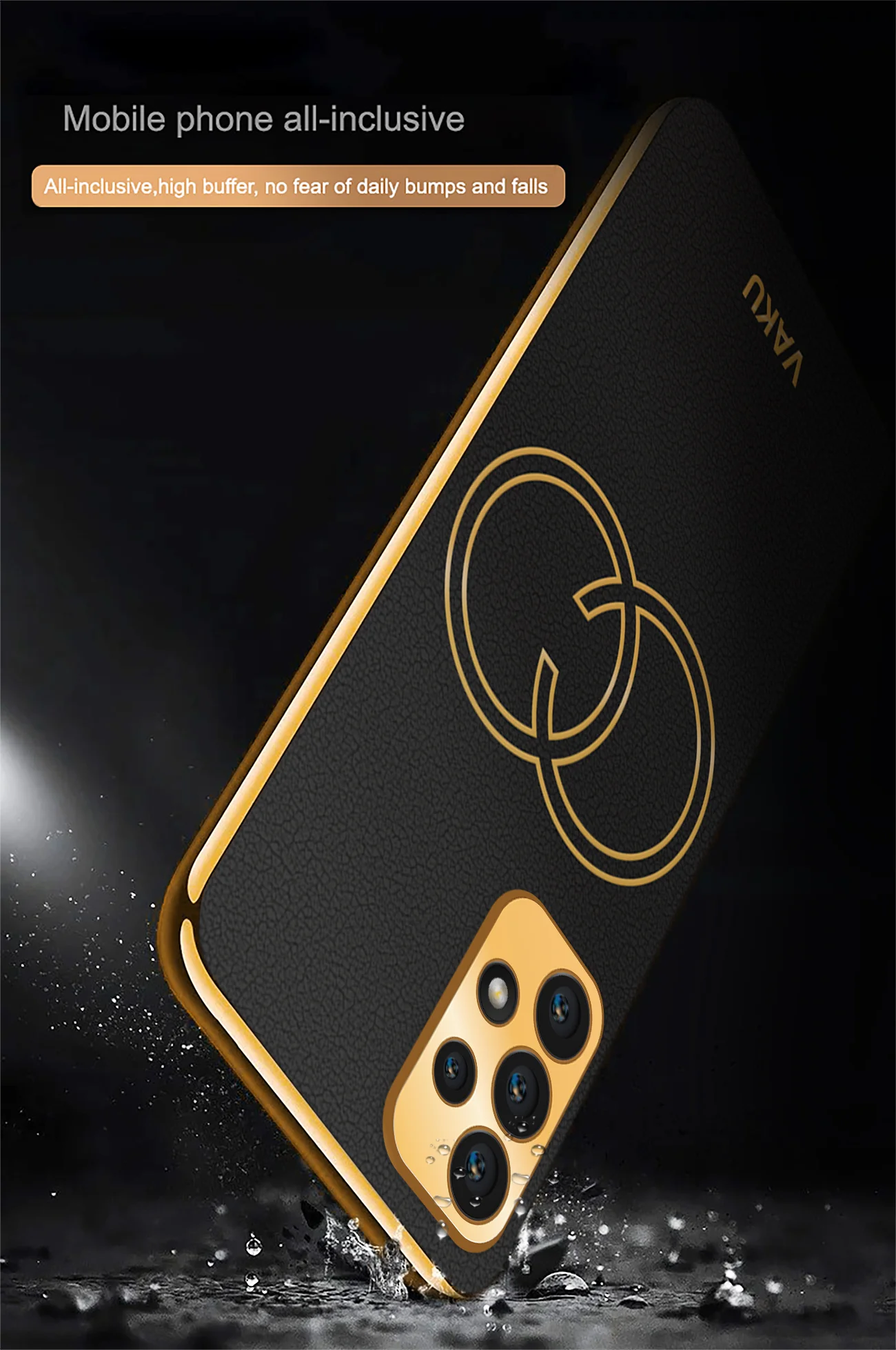 Vaku® Samsung Galaxy A53 5G Skylar Leather Pattern Gold Electroplated Soft TPU Back Cover - Image 6