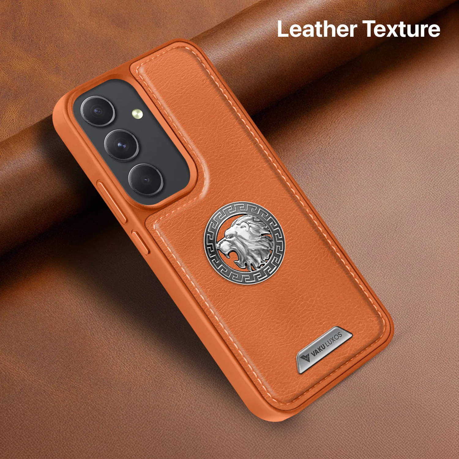Vaku ® Samsung Galaxy A54 5G Regal Shield Metal Lion Engraved Leather Back Cover - Image 6