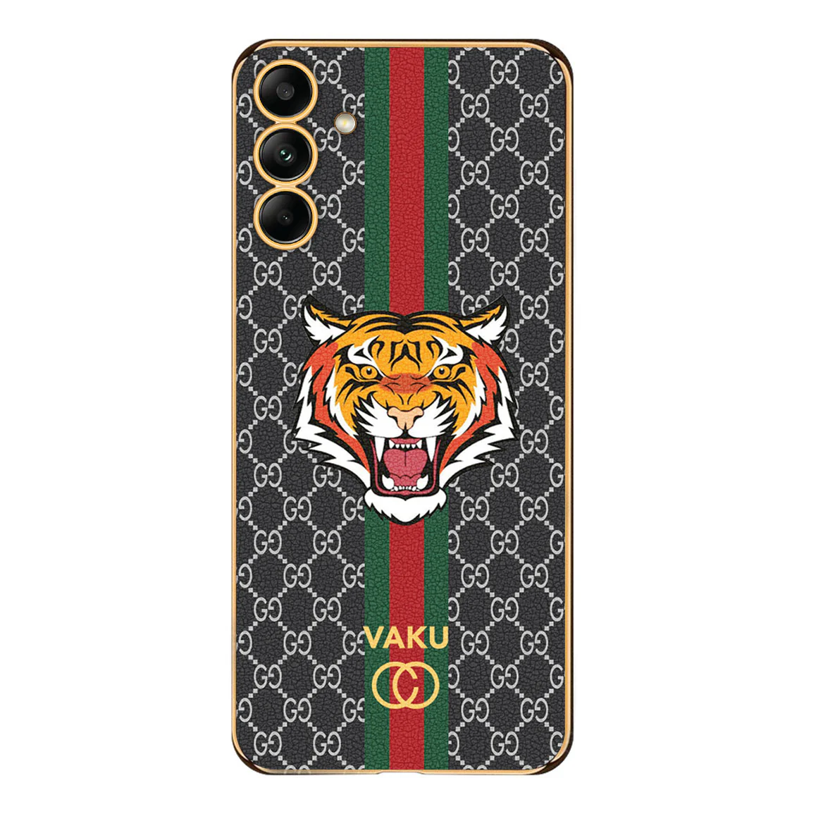 Vaku ® Samsung Galaxy A54 Lynx Leather Stitched Gold Electroplated Soft TPU Back Cover Case - Image 16