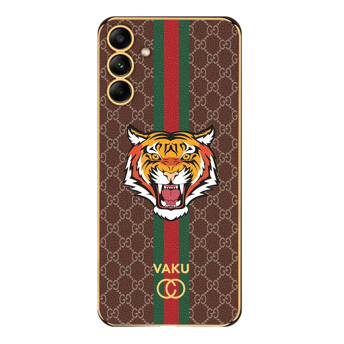 Vaku ® Samsung Galaxy A54 Lynx Leather Stitched Gold Electroplated Soft TPU Back Cover Case - Image 6