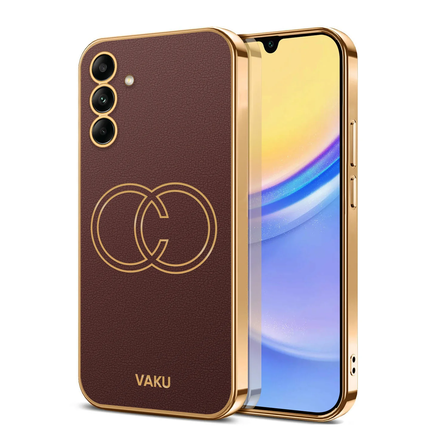 Vaku® Samsung Galaxy A54 Skylar Leather Pattern Gold Electroplated Soft TPU Back Cover - Image 11