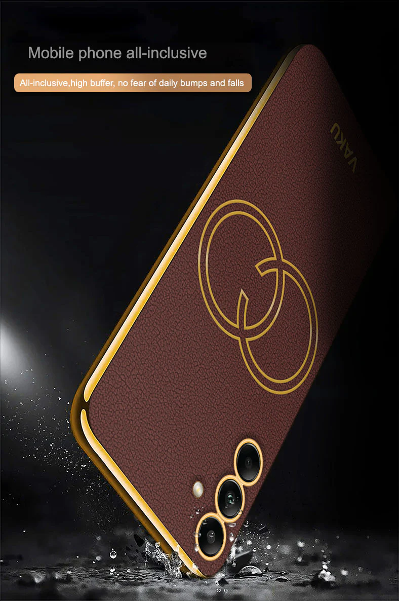 Vaku® Samsung Galaxy A54 Skylar Leather Pattern Gold Electroplated Soft TPU Back Cover - Image 7