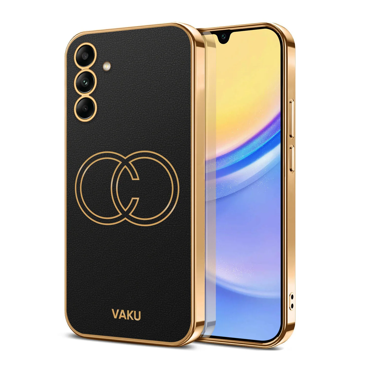 Vaku® Samsung Galaxy A54 Skylar Leather Pattern Gold Electroplated Soft TPU Back Cover - Image 9