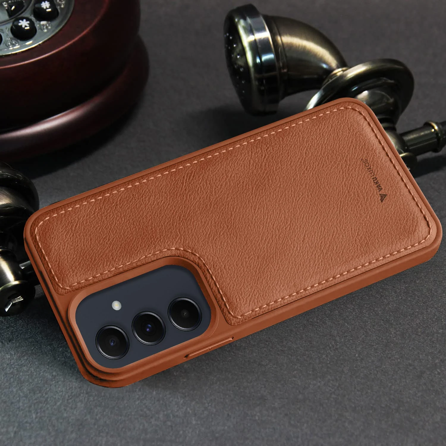 Vaku ® Samsung Galaxy A55 5G Luxe Premium Leather Stitched Back Cover - Image 3