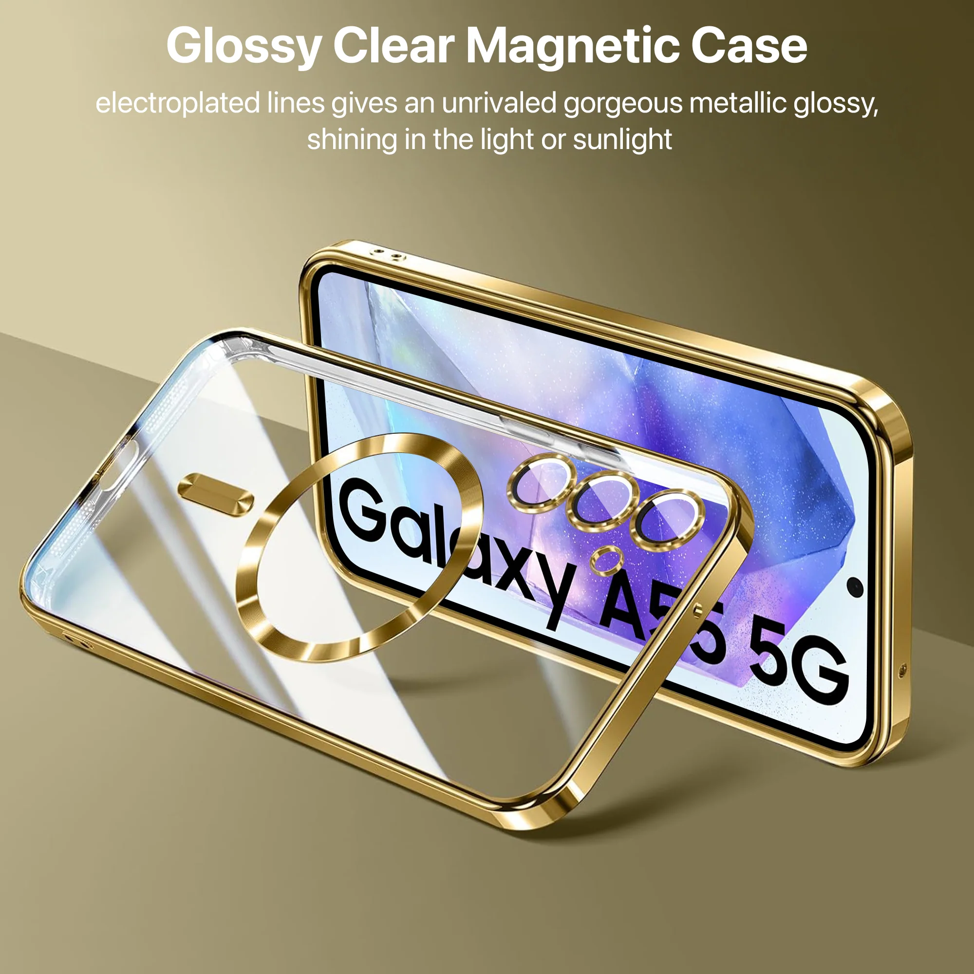 Vaku ® Samsung Galaxy A55 5G Luxury Electroplated Magnetic Magsafe Back Cover - Image 4