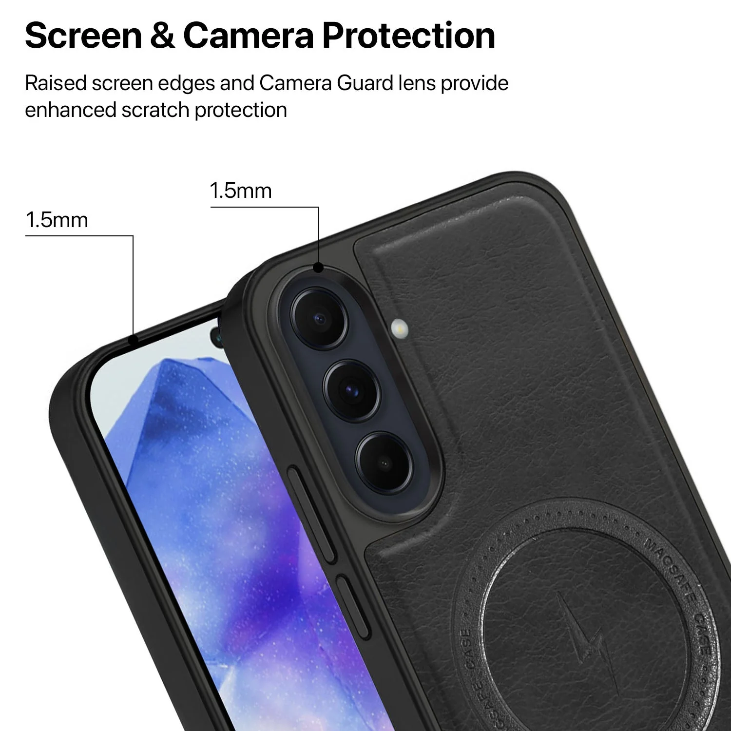 Vaku ® Samsung Galaxy A55 5G Maxtron Leather Stitched Magnetic Magsafe Back Cover - Image 12