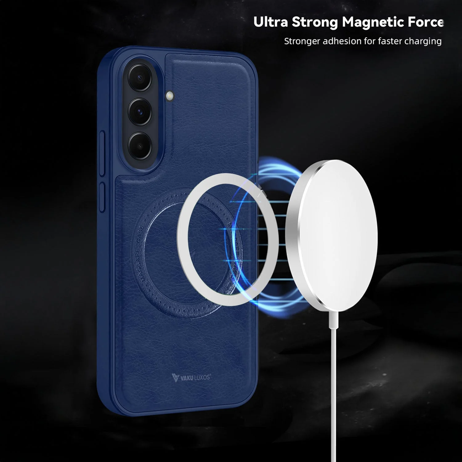 Vaku ® Samsung Galaxy A55 5G Maxtron Leather Stitched Magnetic Magsafe Back Cover - Image 3