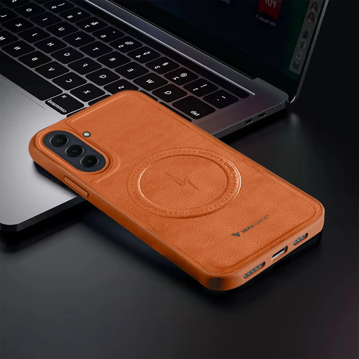 Vaku ® Samsung Galaxy A55 5G Maxtron Leather Stitched Magnetic Magsafe Back Cover - Image 5