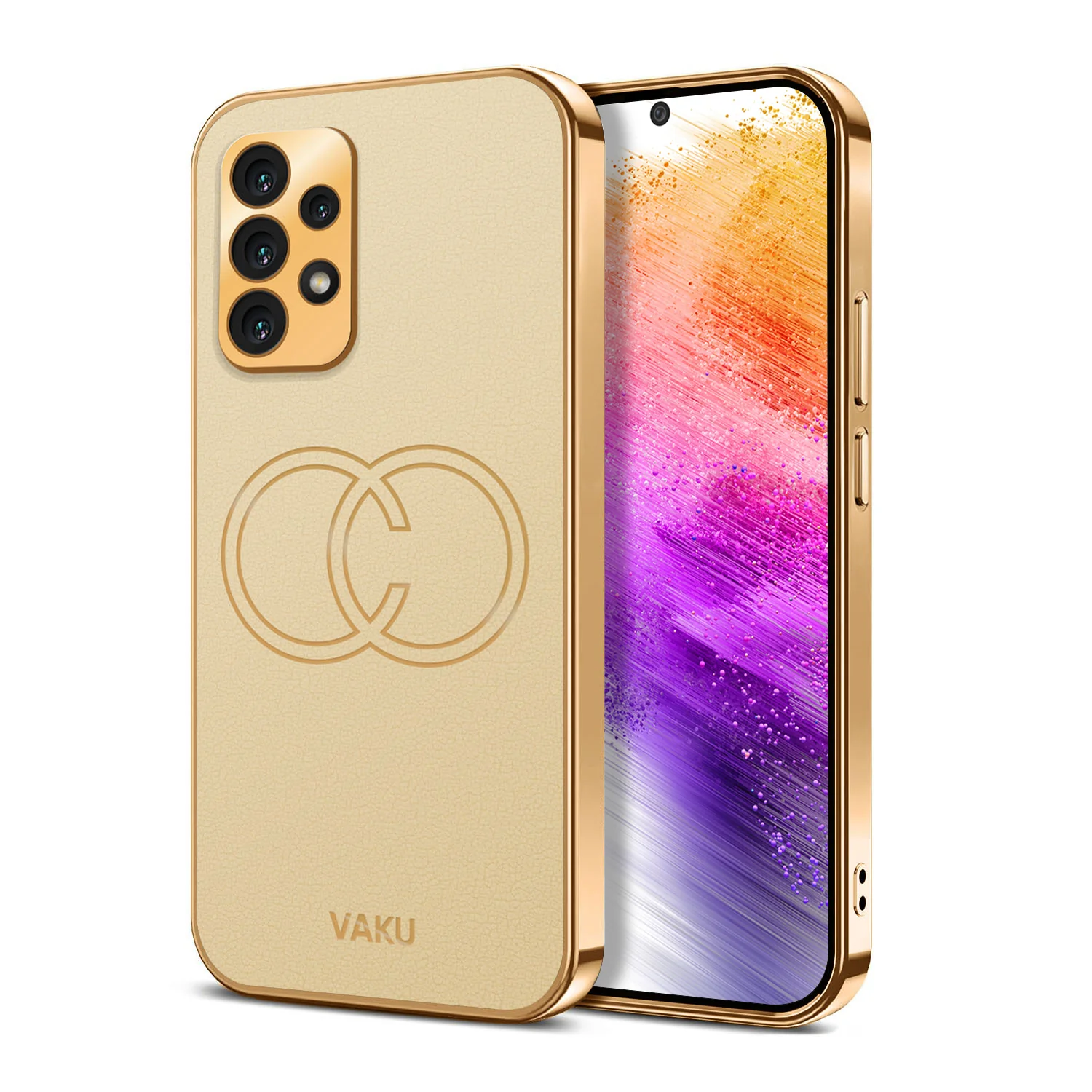 Vaku® Samsung Galaxy A73 5G Skylar Leather Pattern Gold Electroplated Soft TPU Back Cover - Image 12