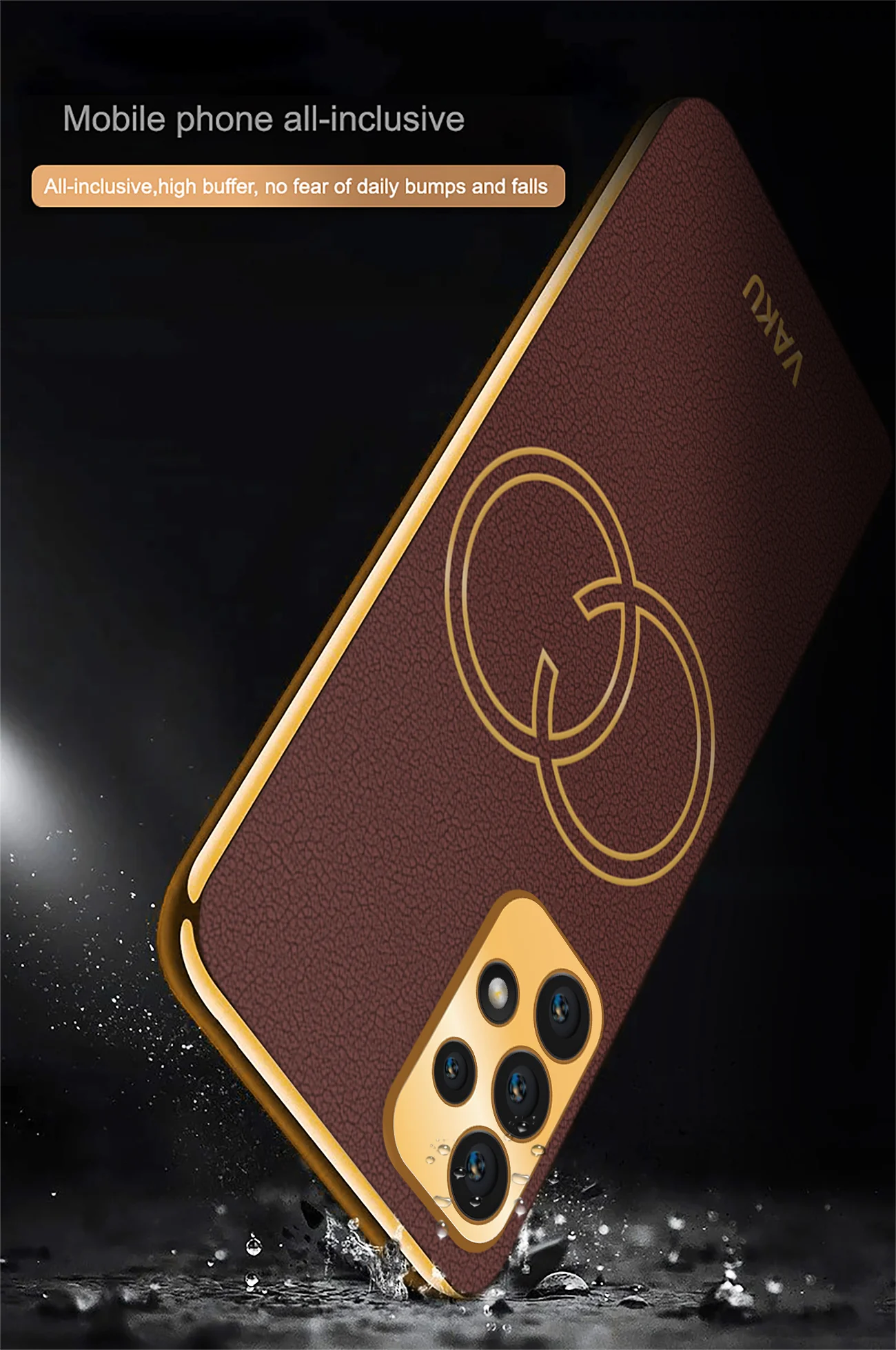 Vaku® Samsung Galaxy A73 5G Skylar Leather Pattern Gold Electroplated Soft TPU Back Cover - Image 13