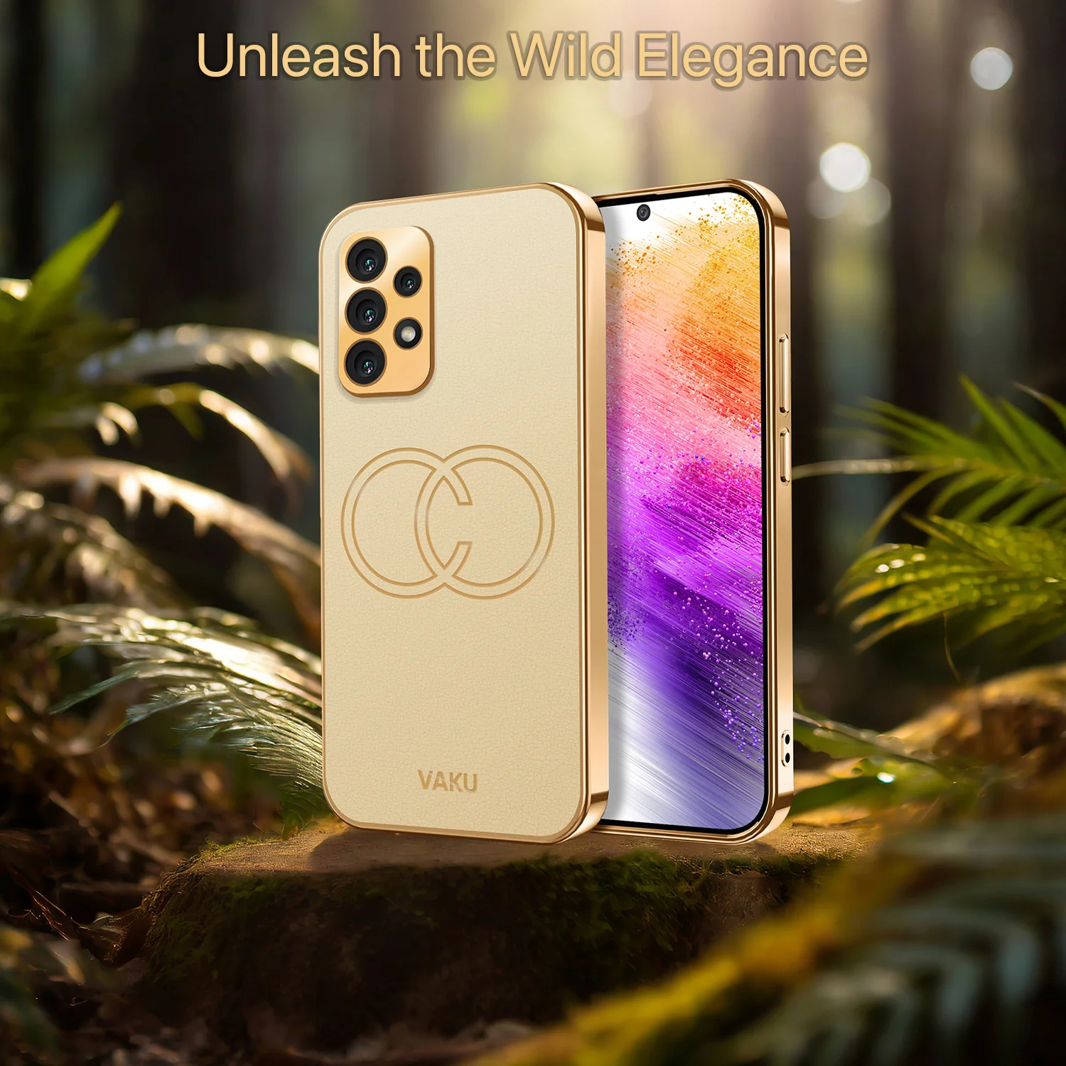 Vaku® Samsung Galaxy A73 5G Skylar Leather Pattern Gold Electroplated Soft TPU Back Cover - Image 9