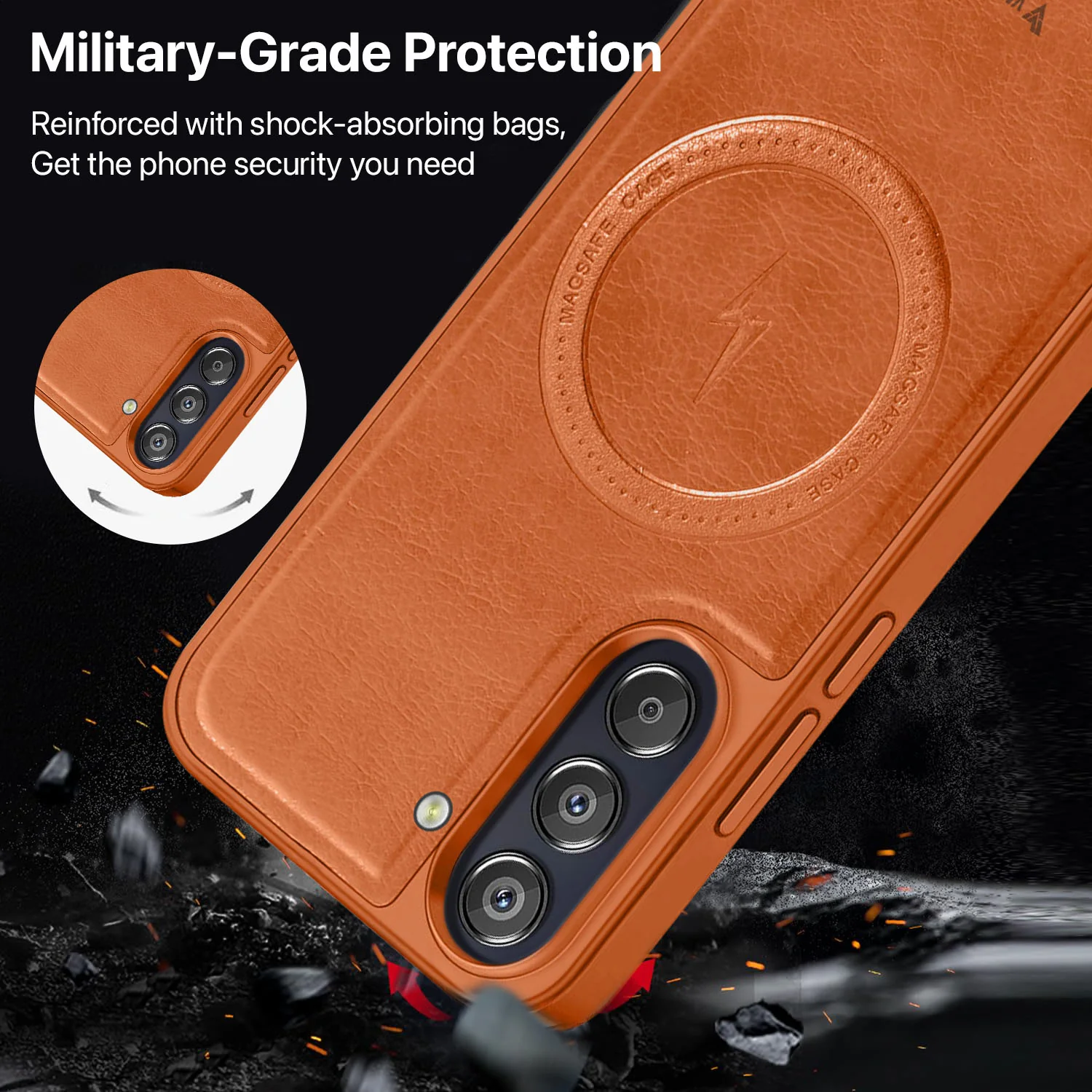 Vaku ® Samsung Galaxy F15 5G Maxtron Leather Stitched Magnetic Magsafe Back Cover - Image 3