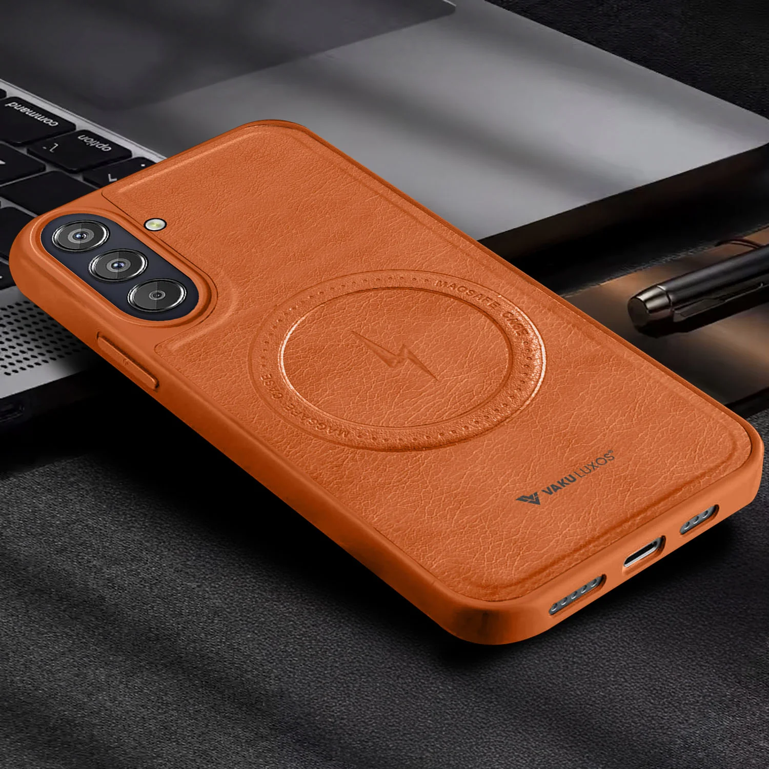 Vaku ® Samsung Galaxy F15 5G Maxtron Leather Stitched Magnetic Magsafe Back Cover - Image 6