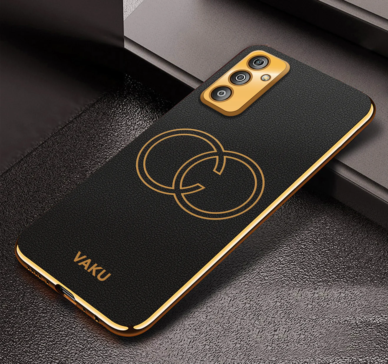 Vaku® Samsung Galaxy F23 5G Skylar Leather Pattern Gold Electroplated Soft TPU Back Cover - Image 7
