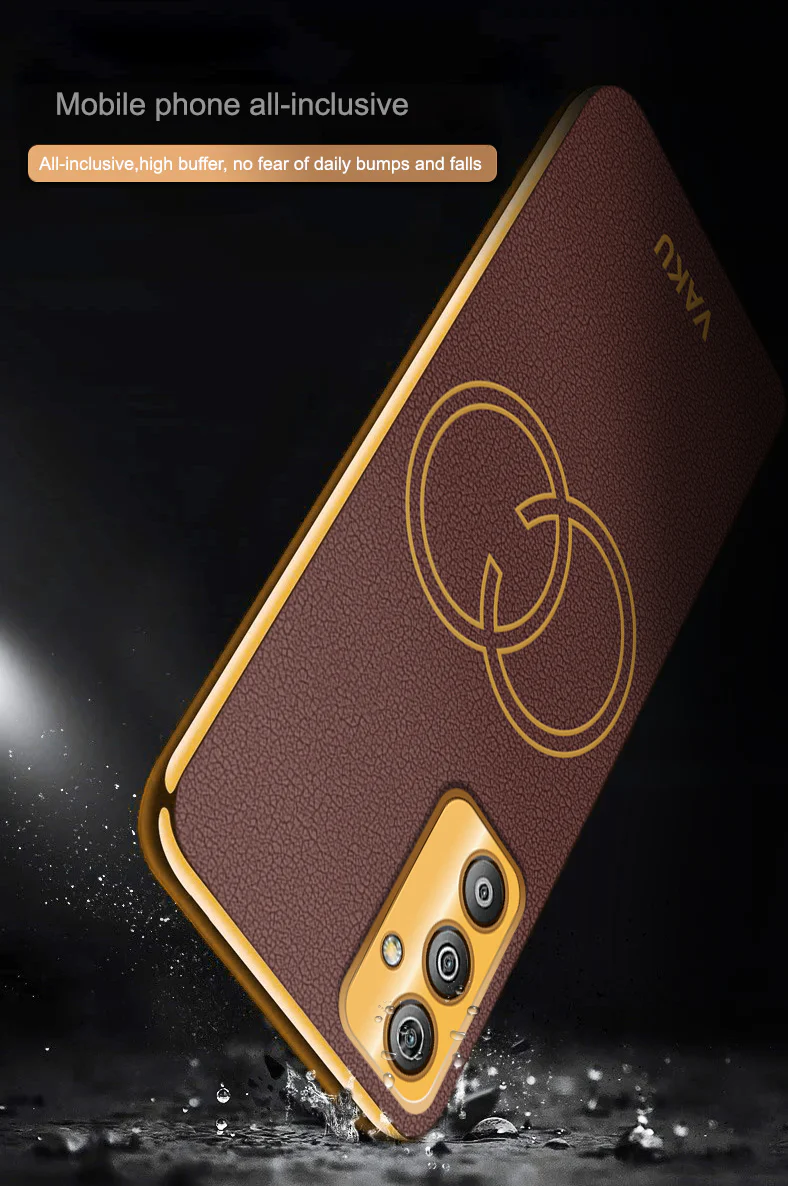 Vaku® Samsung Galaxy F23 5G Skylar Leather Pattern Gold Electroplated Soft TPU Back Cover - Image 9