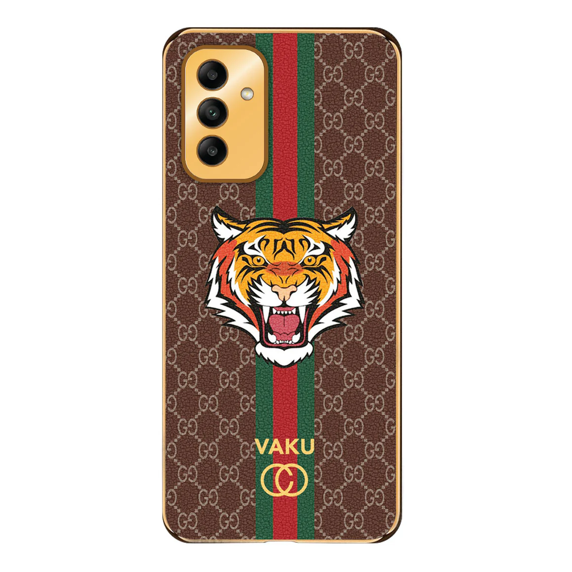 Vaku® Samsung Galaxy F23 Lynx Line Leather Stitched Gold Electroplated Soft TPU Back Cover Case - Image 12