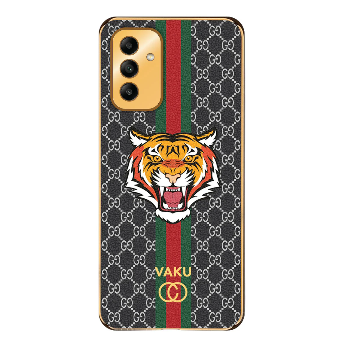Vaku® Samsung Galaxy F23 Lynx Line Leather Stitched Gold Electroplated Soft TPU Back Cover Case - Image 9