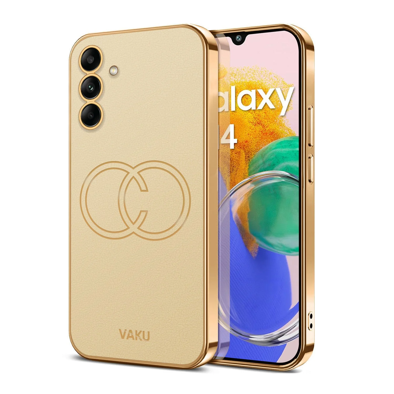Vaku® Samsung Galaxy M14 5G Skylar Leather Pattern Gold Electroplated Soft TPU Back Cover - Image 8