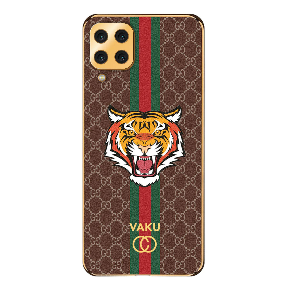 Vaku® Samsung Galaxy M33 5G Lynx Leather Stitched Gold Electroplated Soft TPU Back Cover Case - Image 13