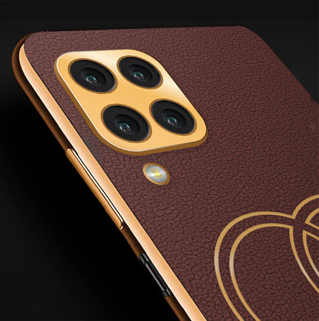 Vaku® Samsung Galaxy M33 5G Skylar Leather Pattern Gold Electroplated Soft TPU Back Cover - Image 10