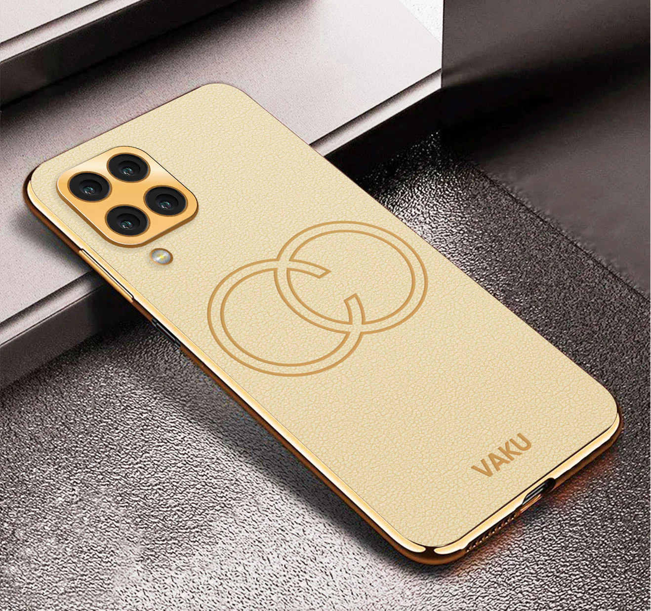 Vaku® Samsung Galaxy M33 5G Skylar Leather Pattern Gold Electroplated Soft TPU Back Cover - Image 16