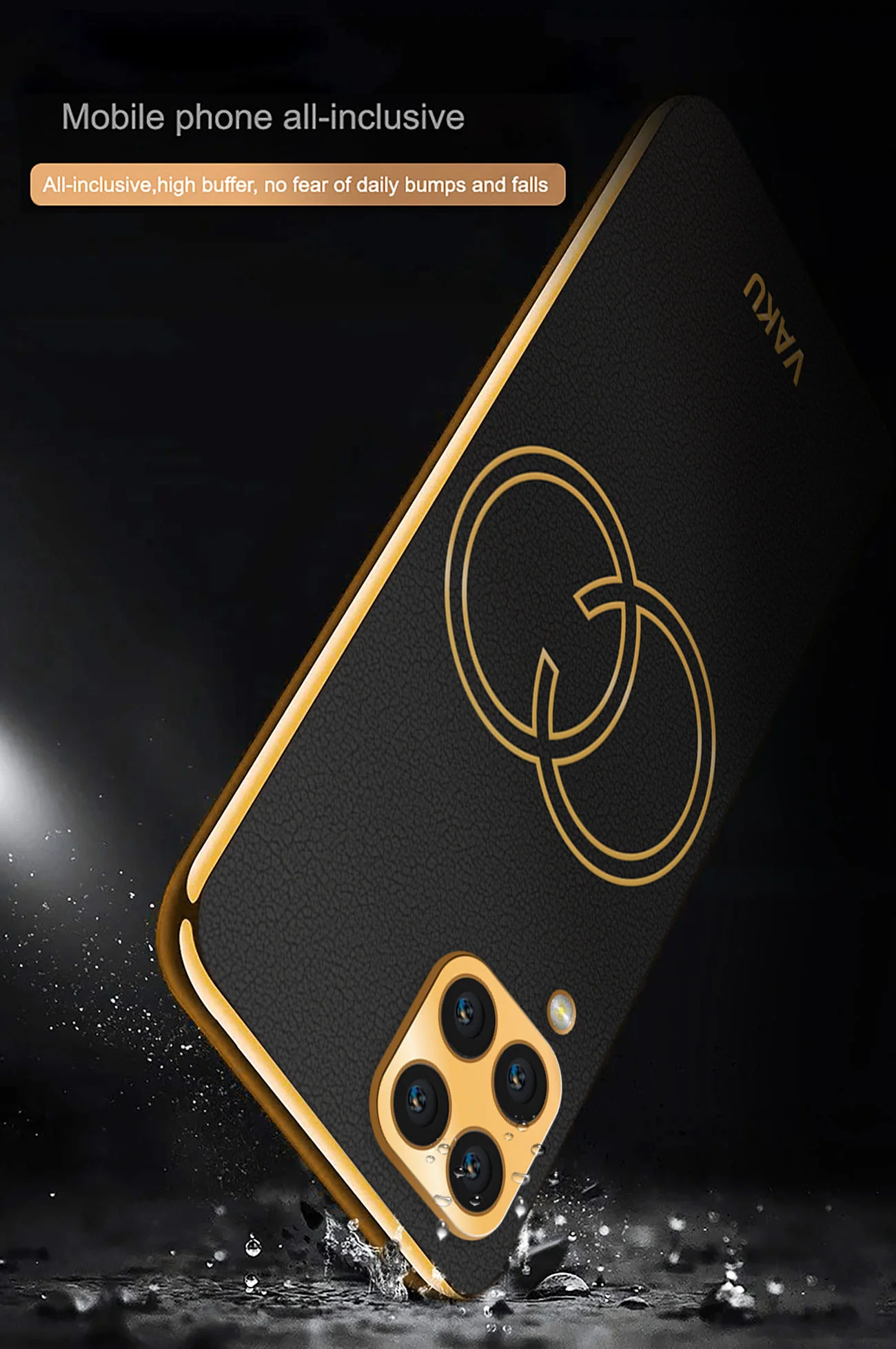 Vaku® Samsung Galaxy M33 5G Skylar Leather Pattern Gold Electroplated Soft TPU Back Cover - Image 8