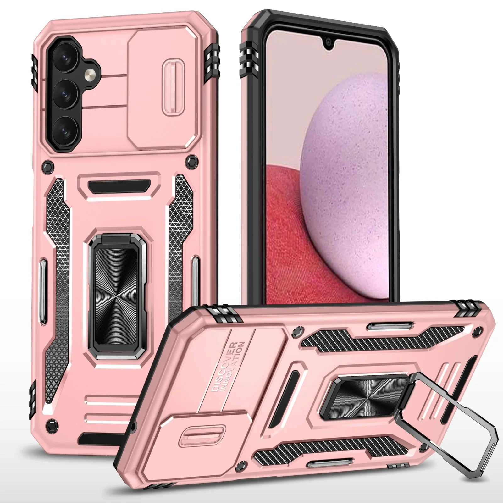 Vaku® Samsung Galaxy M34 5G Aegis Armor Slide Camera Protection Magnetic Ring Holder Kickstand Back Cover - Image 8