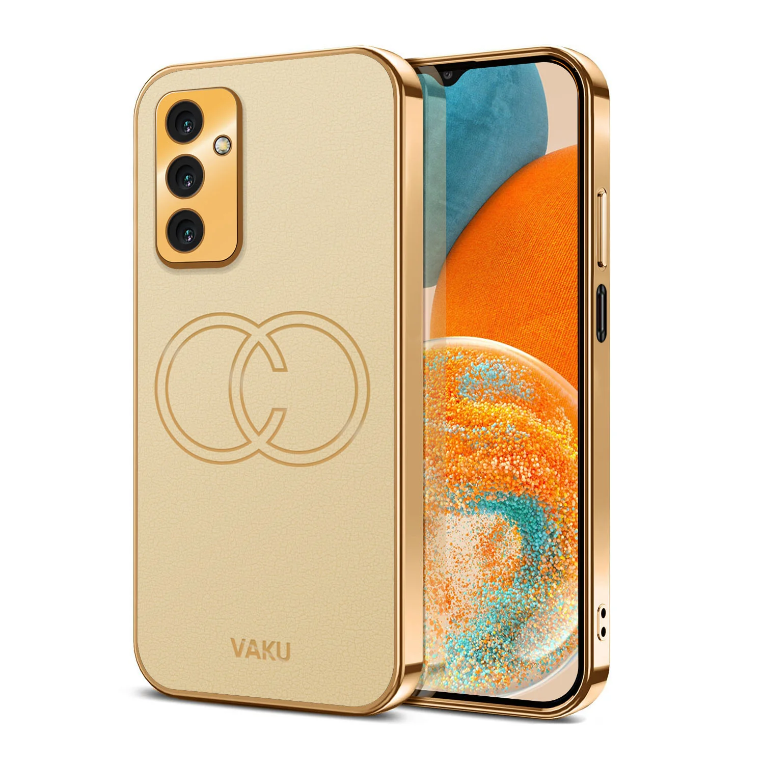 Vaku® Samsung Galaxy M52 5G Skylar Leather Pattern Gold Electroplated Soft TPU Back Cover - Image 6