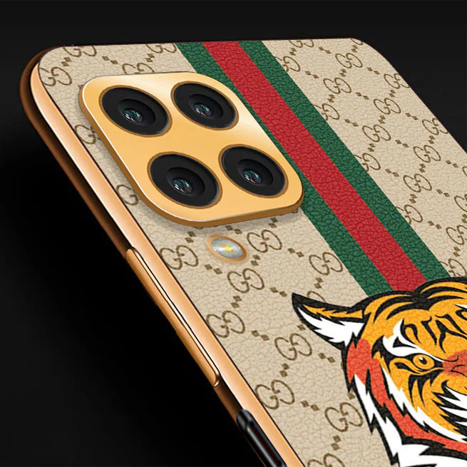 Vaku ® Samsung Galaxy M53 Lynx Leather Stitched Gold Electroplated Soft TPU Back Cover Case - Image 17
