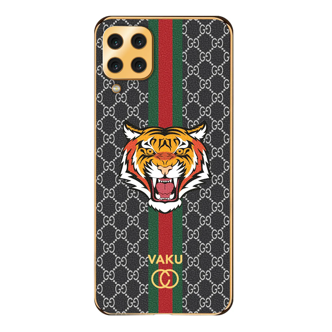 Vaku ® Samsung Galaxy M53 Lynx Leather Stitched Gold Electroplated Soft TPU Back Cover Case - Image 6