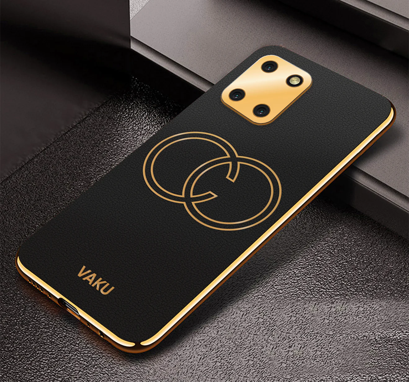 Vaku® Samsung Galaxy Note 10 Lite Skylar Leather Pattern Gold Electroplated Soft TPU Back Cover - Image 10