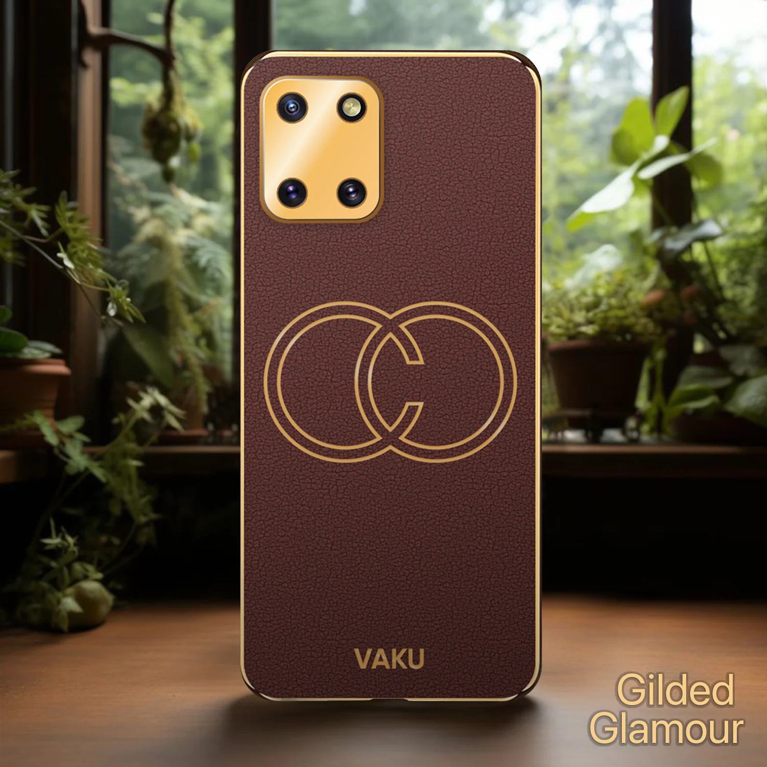 Vaku® Samsung Galaxy Note 10 Lite Skylar Leather Pattern Gold Electroplated Soft TPU Back Cover - Image 13