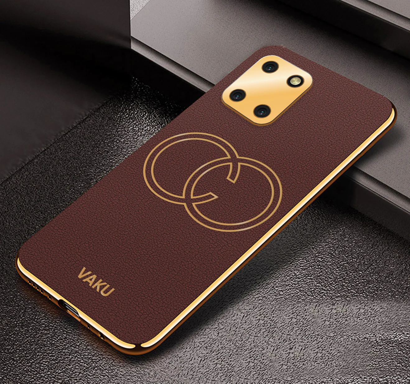 Vaku® Samsung Galaxy Note 10 Lite Skylar Leather Pattern Gold Electroplated Soft TPU Back Cover - Image 4