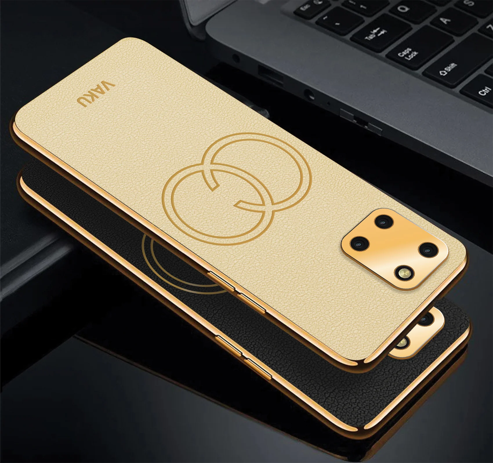 Vaku® Samsung Galaxy Note 10 Lite Skylar Leather Pattern Gold Electroplated Soft TPU Back Cover - Image 9