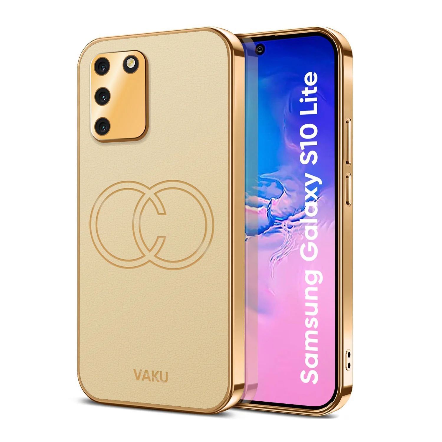 Vaku® Samsung Galaxy S10 Lite Skylar Leather Pattern Gold Electroplated Soft TPU Back Cover - Image 10