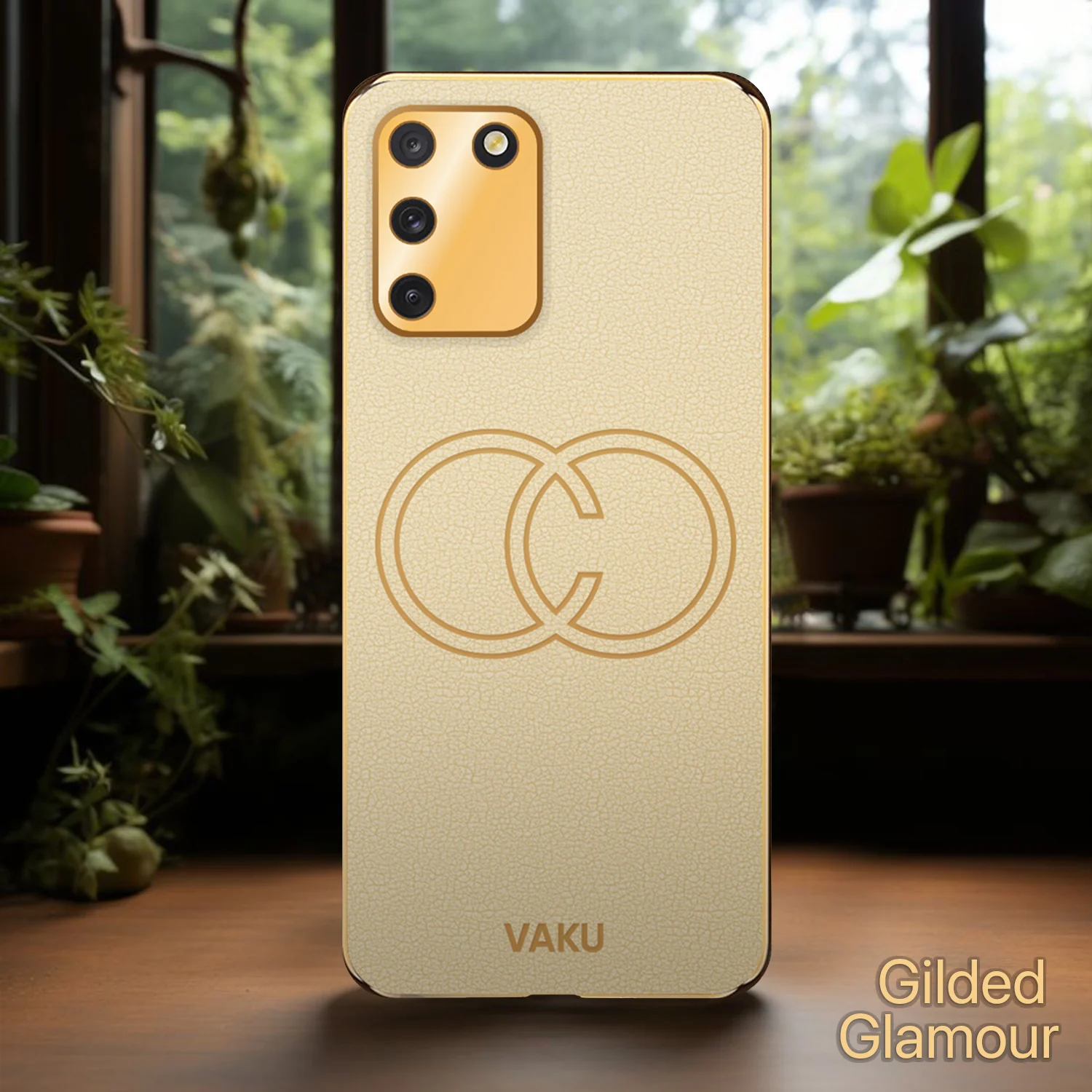 Vaku® Samsung Galaxy S10 Lite Skylar Leather Pattern Gold Electroplated Soft TPU Back Cover - Image 11