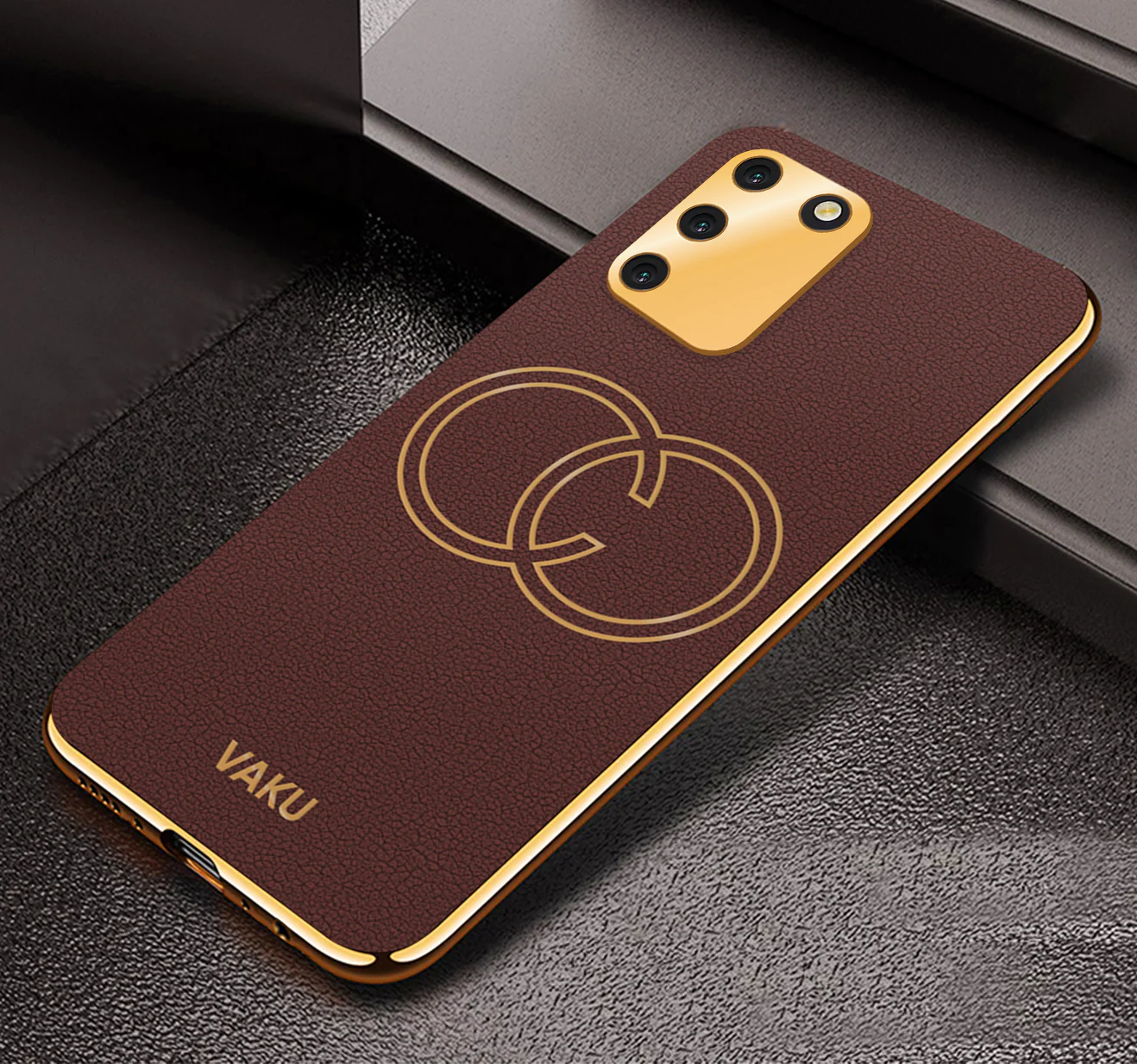 Vaku® Samsung Galaxy S10 Lite Skylar Leather Pattern Gold Electroplated Soft TPU Back Cover - Image 3