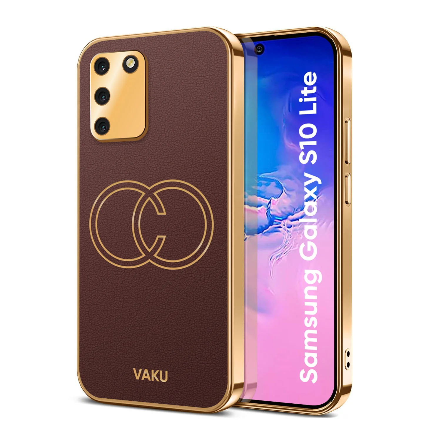 Vaku® Samsung Galaxy S10 Lite Skylar Leather Pattern Gold Electroplated Soft TPU Back Cover - Image 8